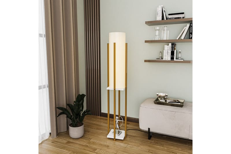 Gulvlampe Ratmompe (Hyllehøyde: 60 cm) Gull / Hvit - Gull / Hvit - Belysning - Innendørsbelysning & Lamper - Soveromslampe