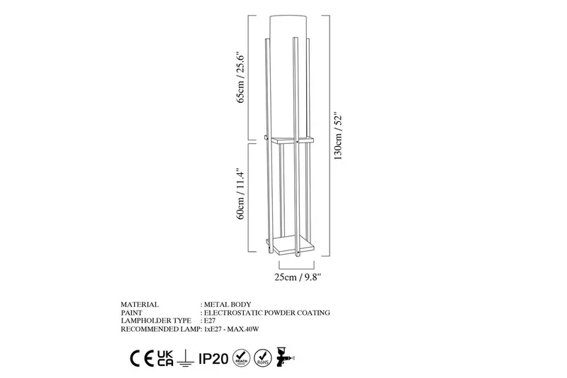 Gulvlampe Ratmompe (Hyllehøyde: 60 cm) Svart Beige - Svart Beige - Belysning - Innendørsbelysning & Lamper - Soveromslampe