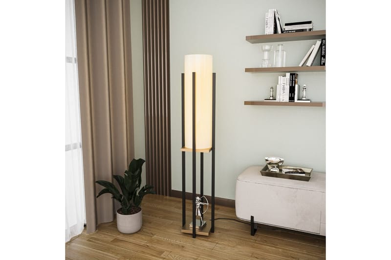 Gulvlampe Ratmompe (Hyllehøyde: 60 cm) Svart / Gull Beige - Svart / Gull Beige - Belysning - Innendørsbelysning & Lamper - Soveromslampe