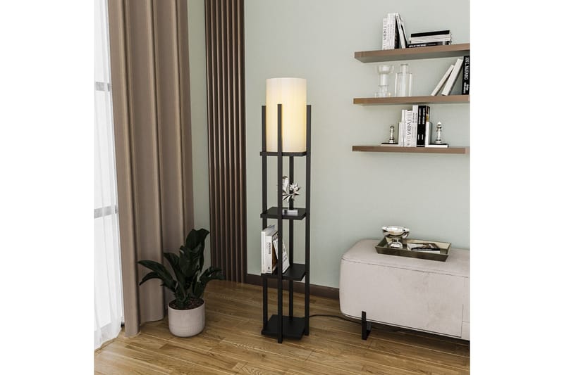 Gulvlampe Ratmompe Lumi (Hyllehøyde: 29 cm) Svart Beige - Svart Beige - Belysning - Innendørsbelysning & Lamper - Soveromslampe