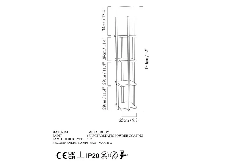 Gulvlampe Ratmompe Lumi (Hyllehøyde: 29 cm) Svart / Gull - Svart / Gull - Belysning - Innendørsbelysning & Lamper - Soveromslampe