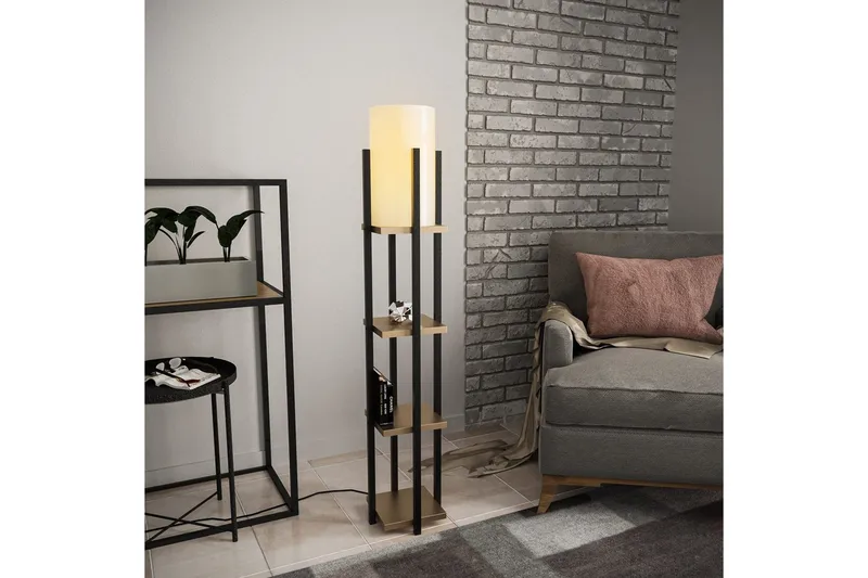 Gulvlampe Ratmompe Lumi (Hyllehøyde: 29 cm) Svart / Gull - Svart / Gull - Belysning - Innendørsbelysning & Lamper - Soveromslampe