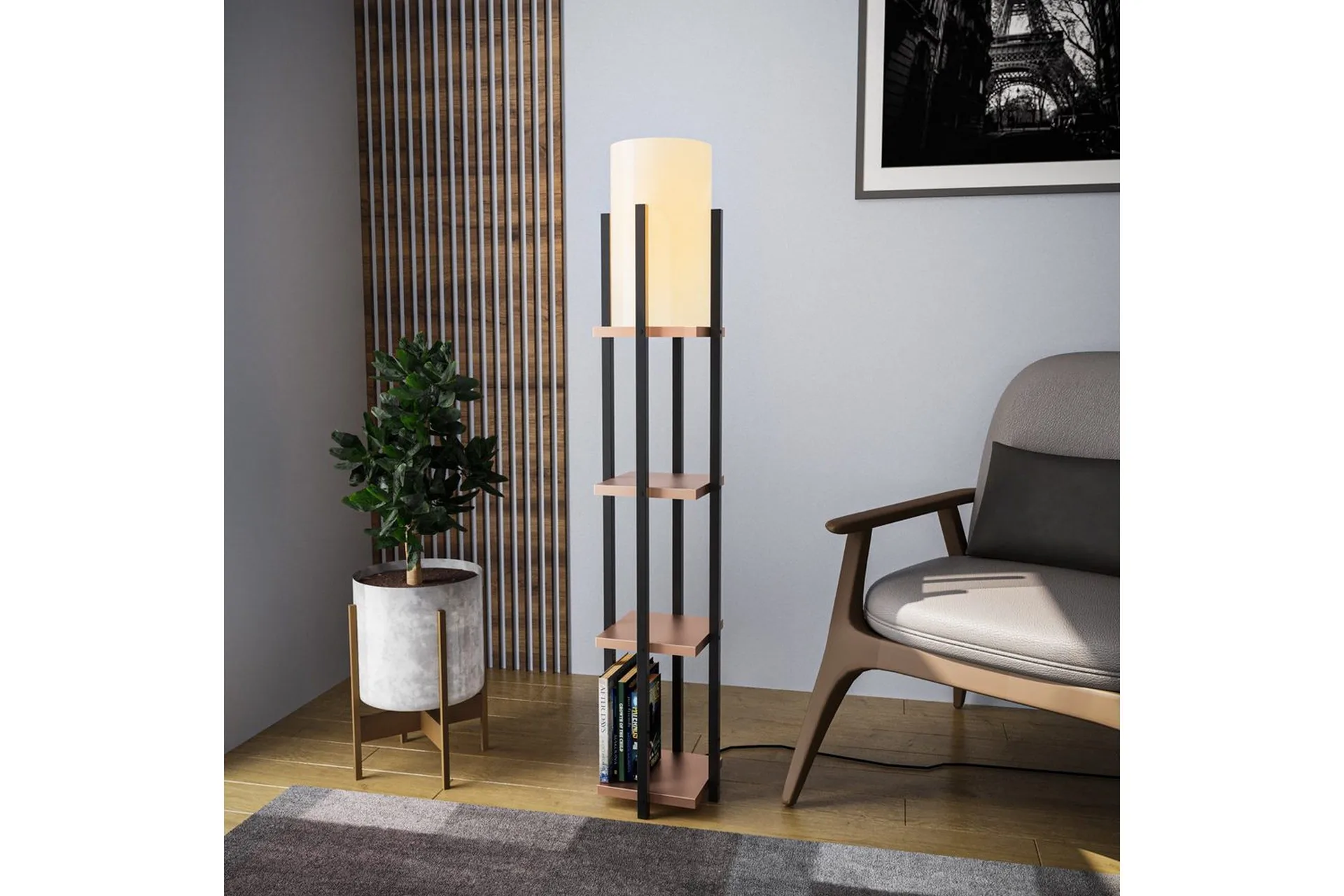 Gulvlampe Ratmompe Lumi (Hyllehøyde: 29 cm) Tre / Beige - Tre / Beige