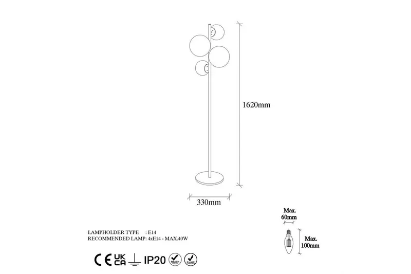 Gulvlampe Subin Svart / Hvit - Svart / Hvit - Belysning - Innendørsbelysning & Lamper - Soveromslampe