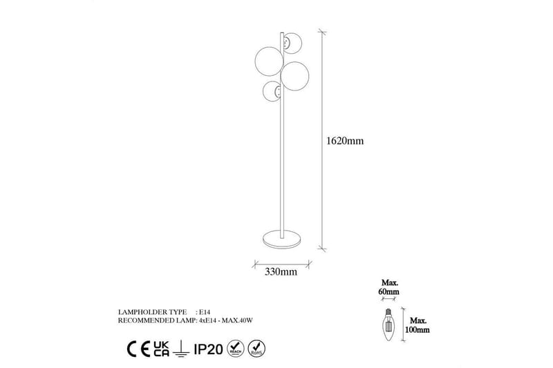 Gulvlampe Subin Svart / Hvit - Svart / Hvit - Belysning - Innendørsbelysning & Lamper - Soveromslampe
