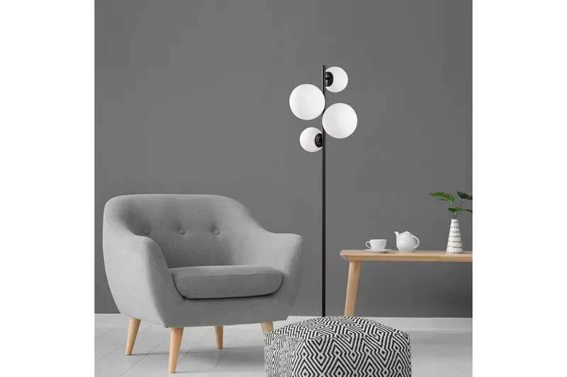 Gulvlampe Subin Svart / Hvit - Svart / Hvit - Belysning - Innendørsbelysning & Lamper - Soveromslampe