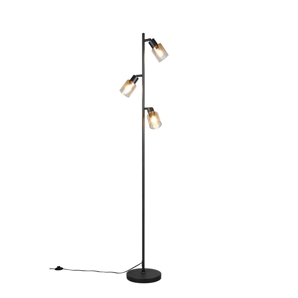 Gulvlampe TRIO Cadiz - Matt svart/Amber