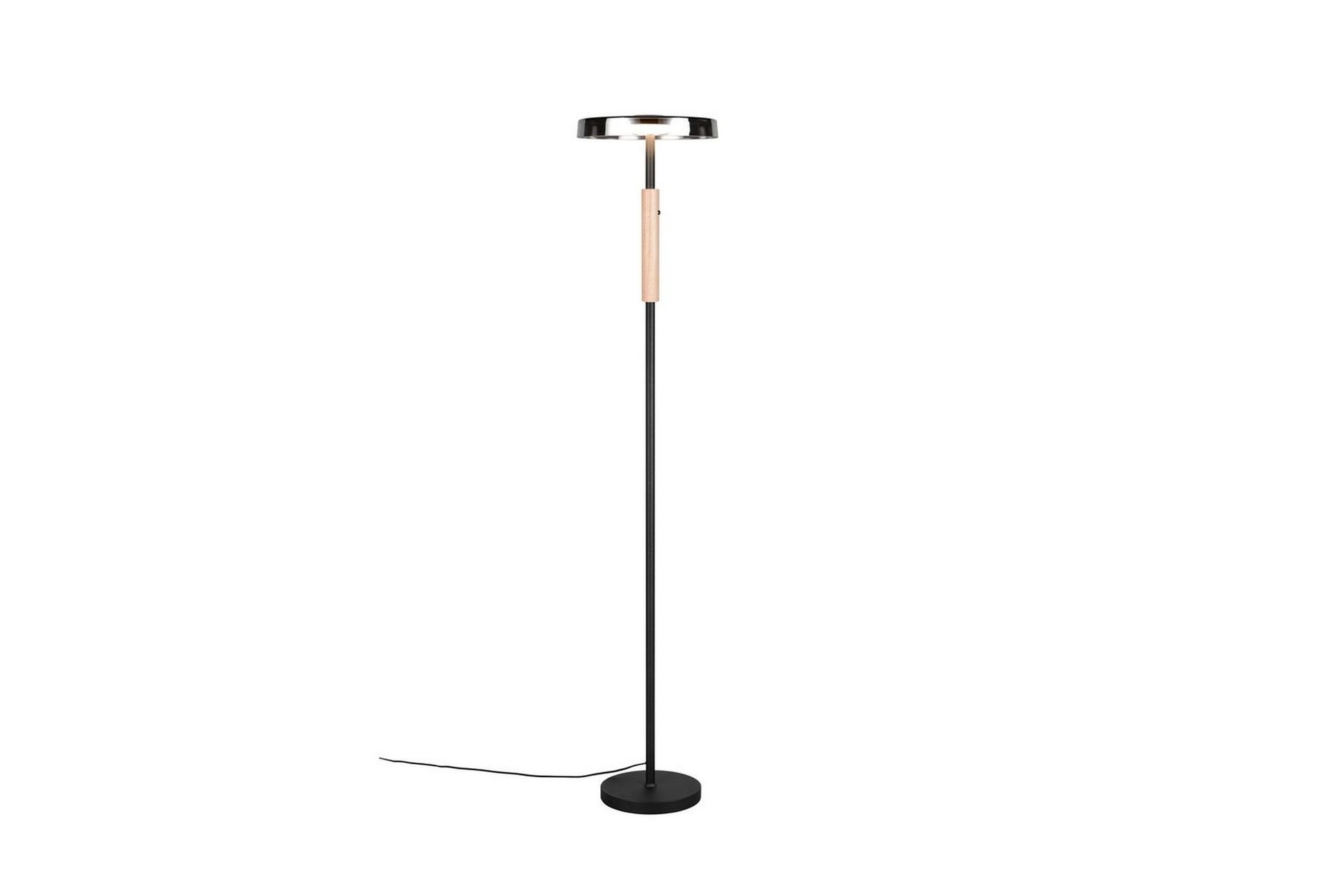 Gulvlampe TRIO Celeste Matt svart/krom/tre - Matt svart/krom/tre