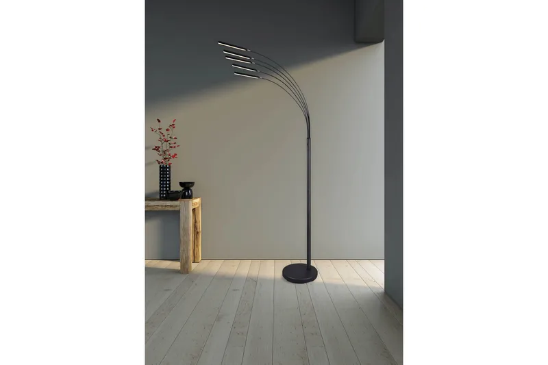 Trio Lighting Reed LED gulvlampe børstet stål - Belysning - Innendørsbelysning & Lamper - Gulvlampe