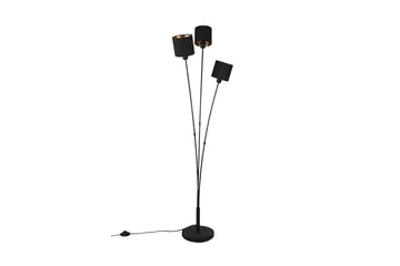 Trio Lighting Tommy gulvlampe 3L E14 matt svart/gull - Belysning - Innendørsbelysning & Lamper - Gulvlampe - Trearmet gulvlampe