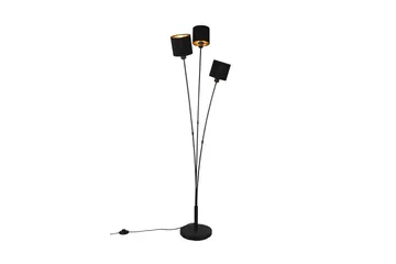 Trio Lighting Tommy gulvlampe 3L E14 matt svart/gull - Belysning - Innendørsbelysning & Lamper - Gulvlampe - Trearmet gulvlampe