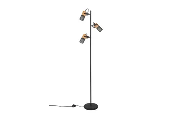 Trio Lighting Tosh gulvlampe E27 matt sort - Natur/Matt svart - Belysning - Innendørsbelysning & Lamper - Gulvlampe - Trearmet gulvlampe