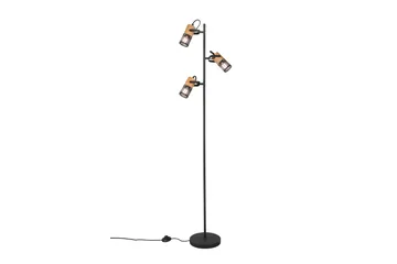 Trio Lighting Tosh gulvlampe E27 matt sort - Natur/Matt svart - Belysning - Innendørsbelysning & Lamper - Gulvlampe - Trearmet gulvlampe