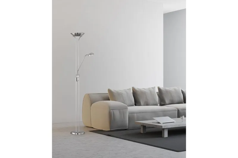 Gulvlampe TRIO Spock Børstet stål - Børstet stål - Belysning - Innendørsbelysning & Lamper - Soveromslampe