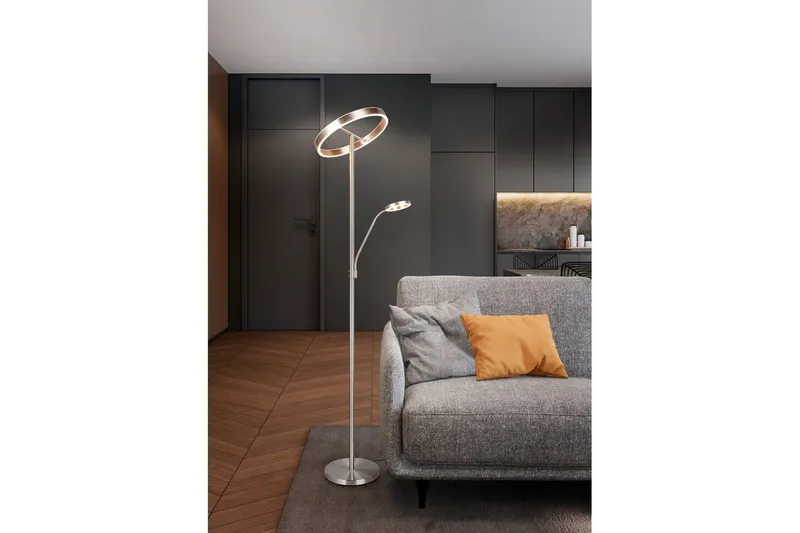 Gulvlampe TRIO Willis Børstet stål - Børstet stål - Belysning - Innendørsbelysning & Lamper - Soveromslampe