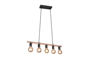 Trio Lighting Einar taklampe 5L E27 matt sort/sisal - Matt svart/Beige - Belysning - Innendørsbelysning & Lamper - Kjøkkenlampe - Taklampe kjøkken