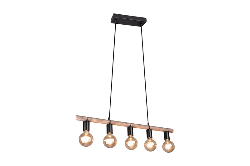 Trio Lighting Einar taklampe 5L E27 matt sort/sisal - Matt svart/Beige - Belysning - Innendørsbelysning & Lamper - Kjøkkenlampe - Taklampe kjøkken