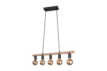 Trio Lighting Einar taklampe 5L E27 matt sort/sisal - Matt svart/Beige - Belysning - Innendørsbelysning & Lamper - Kjøkkenlampe - Taklampe kjøkken