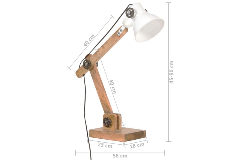 Industriell bordlampe hvit rund 58x18x90 cm E27 - Hvit - Taklampe kjøkken - Vinduslampe hengende - Vinduslampe - Pendellamper & Hengelamper - Soveromslampe - Stuelampe