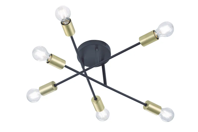 Cross Plafond 6xE27 svart / gull, TRIO