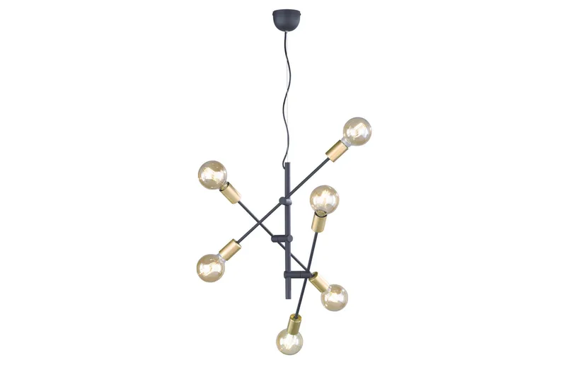 Cross Pendellampe 6xE27 med svart / gull, TRIO