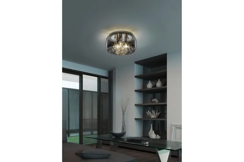 Crystel Taklampe 35 cm 3xE14 Krom/Krok glass - Belysning - Innendørsbelysning & Lamper - Kjøkkenlampe - Taklampe kjøkken