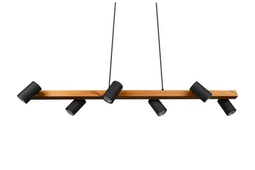 Marley Hengelampe 115 cm 6-deler Mattsvart/Tre - Belysning - Innendørsbelysning & Lamper - Kjøkkenlampe - Taklampe kjøkken