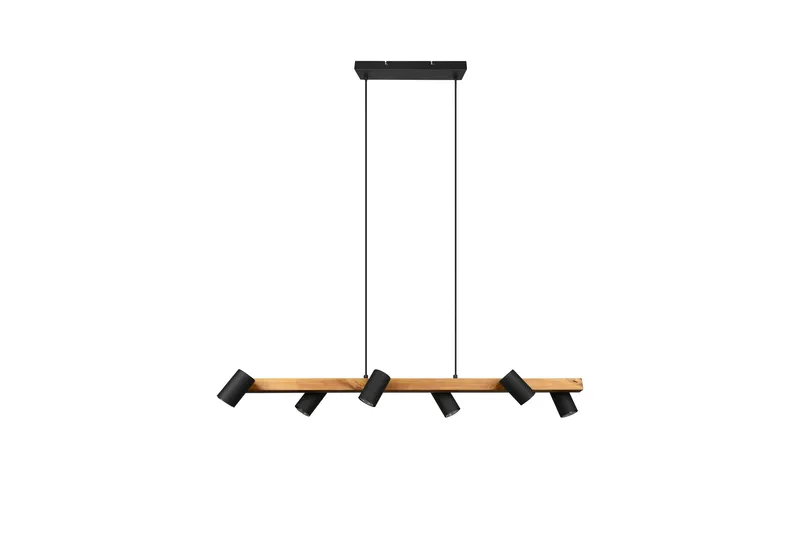 Marley Hengelampe 115 cm 6-deler Mattsvart/Tre - Belysning - Innendørsbelysning & Lamper - Kjøkkenlampe - Taklampe kjøkken