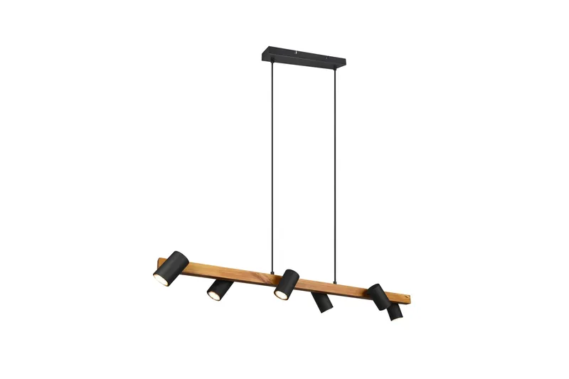 Marley Hengelampe 115 cm 6-deler Mattsvart/Tre - Belysning - Innendørsbelysning & Lamper - Kjøkkenlampe - Taklampe kjøkken