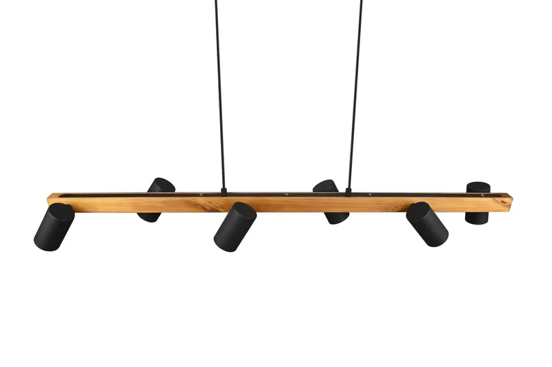 Marley Hengelampe 115 cm 6-deler Mattsvart/Tre - Belysning - Innendørsbelysning & Lamper - Kjøkkenlampe - Taklampe kjøkken