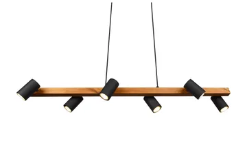 Marley Hengelampe 115 cm 6-deler Mattsvart/Tre - Belysning - Innendørsbelysning & Lamper - Kjøkkenlampe - Taklampe kjøkken