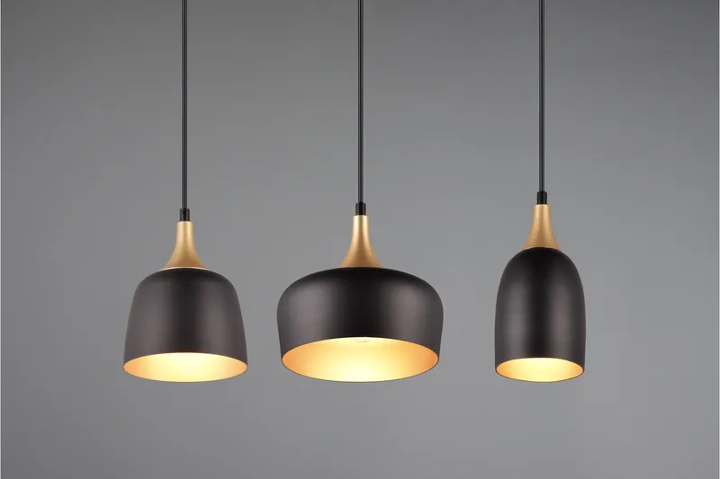 Trio Lighting Chiraz Taklampe 3L E27 matt svart/matt messing - Belysning - Innendørsbelysning & Lamper - Kjøkkenlampe - Taklampe kjøkken