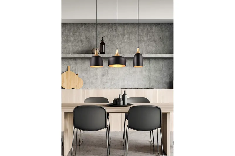 Trio Lighting Chiraz Taklampe 3L E27 matt svart/matt messing - Belysning - Innendørsbelysning & Lamper - Kjøkkenlampe - Taklampe kjøkken