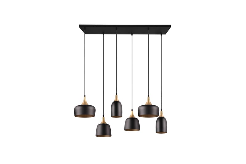 Trio Lighting Chiraz Taklampe 6L E27 Matt Svart/Matt Messing - Belysning - Innendørsbelysning & Lamper - Kjøkkenlampe - Taklampe kjøkken