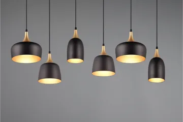 Trio Lighting Chiraz Taklampe 6L E27 Matt Svart/Matt Messing - Belysning - Innendørsbelysning & Lamper - Kjøkkenlampe - Taklampe kjøkken