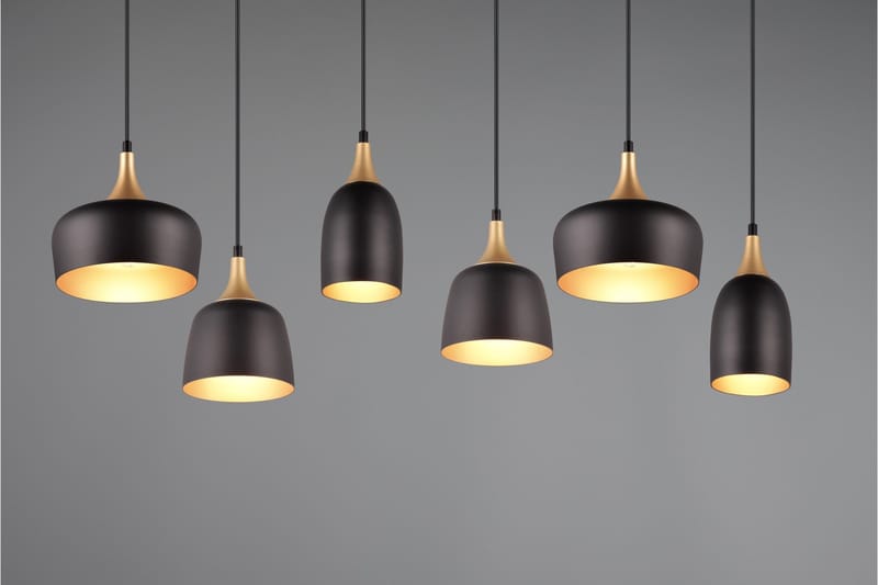 Trio Lighting Chiraz Taklampe 6L E27 Matt Svart/Matt Messing - Belysning - Innendørsbelysning & Lamper - Kjøkkenlampe - Taklampe kjøkken
