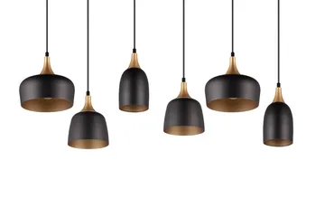 Trio Lighting Chiraz Taklampe 6L E27 Matt Svart/Matt Messing - Belysning - Innendørsbelysning & Lamper - Kjøkkenlampe - Taklampe kjøkken
