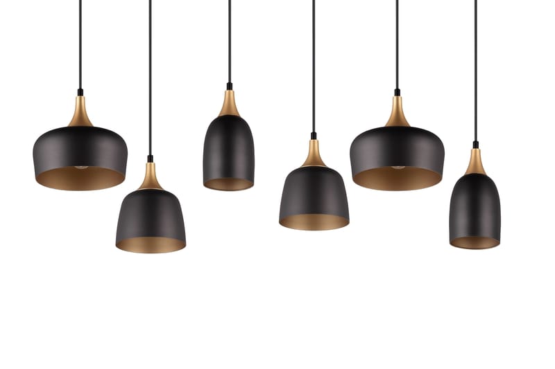 Trio Lighting Chiraz Taklampe 6L E27 Matt Svart/Matt Messing - Belysning - Innendørsbelysning & Lamper - Kjøkkenlampe - Taklampe kjøkken