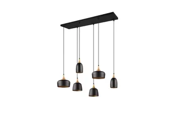 Trio Lighting Chiraz Taklampe 6L E27 Matt Svart/Matt Messing - Belysning - Innendørsbelysning & Lamper - Kjøkkenlampe - Taklampe kjøkken