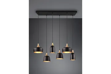 Trio Lighting Chiraz Taklampe 6L E27 Matt Svart/Matt Messing - Belysning - Innendørsbelysning & Lamper - Kjøkkenlampe - Taklampe kjøkken