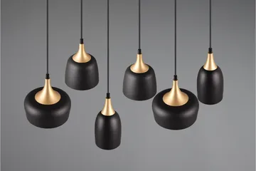 Trio Lighting Chiraz Taklampe 6L E27 Matt Svart/Matt Messing - Belysning - Innendørsbelysning & Lamper - Kjøkkenlampe - Taklampe kjøkken