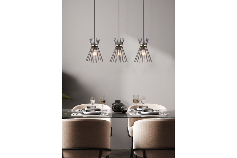 Trio Lighting Rod taklampe 3L E27 svart/gull - Belysning - Innendørsbelysning & Lamper - Kjøkkenlampe - Taklampe kjøkken