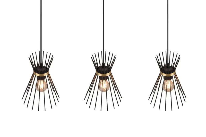 Trio Lighting Rod taklampe 3L E27 svart/gull - Belysning - Innendørsbelysning & Lamper - Kjøkkenlampe - Taklampe kjøkken