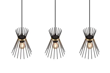Trio Lighting Rod taklampe 3L E27 svart/gull - Belysning - Innendørsbelysning & Lamper - Kjøkkenlampe - Taklampe kjøkken