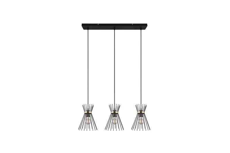 Trio Lighting Rod taklampe 3L E27 svart/gull - Belysning - Innendørsbelysning & Lamper - Kjøkkenlampe - Taklampe kjøkken