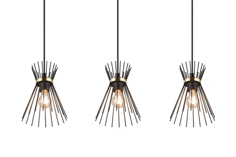 Trio Lighting Rod taklampe 3L E27 svart/gull - Belysning - Innendørsbelysning & Lamper - Kjøkkenlampe - Taklampe kjøkken