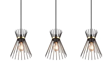 Trio Lighting Rod taklampe 3L E27 svart/gull - Belysning - Innendørsbelysning & Lamper - Kjøkkenlampe - Taklampe kjøkken