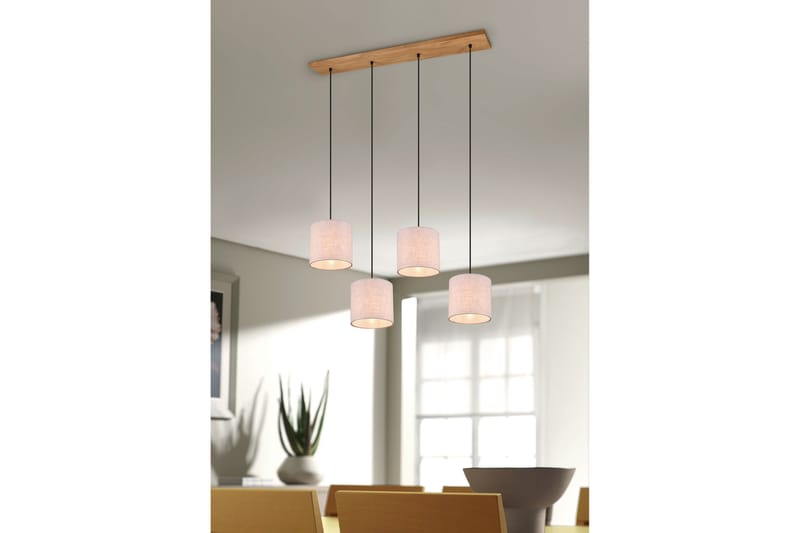 Trio Lighting Elmau taklampe 4L E27 tre/beige - Belysning - Innendørsbelysning & Lamper - Kjøkkenlampe - Taklampe kjøkken