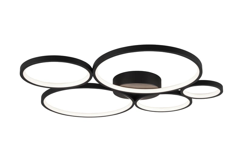 Trio Lighting Rondo LED plafond matt svart 5L, Matt svart