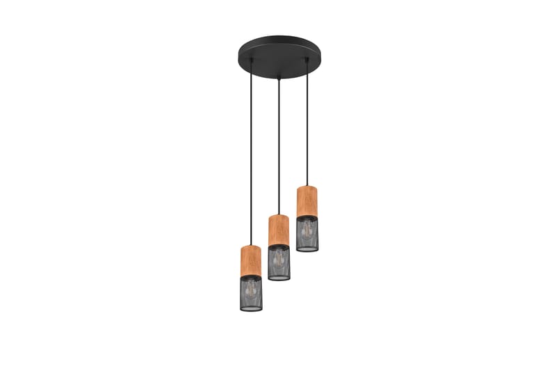 Trio Lighting Tosh taklampe 3L E27 matt sort - Natur/Matt svart - Belysning - Innendørsbelysning & Lamper - Kjøkkenlampe - Taklampe kjøkken